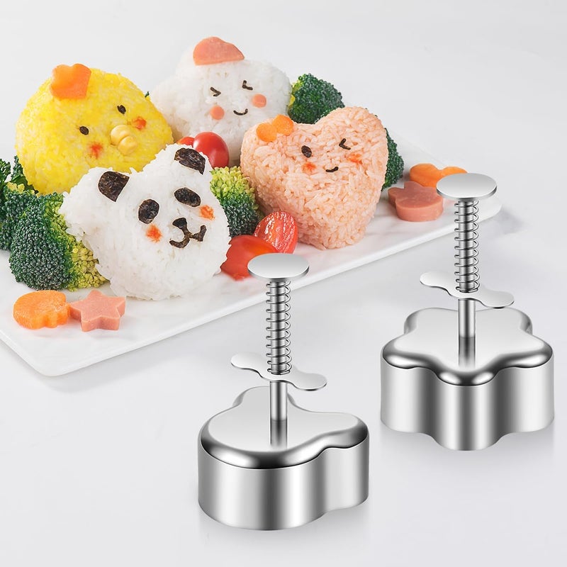 shofilt Onigiri Mold Stainless Steel, Heart and Star Shaped Rice Ball Mold Set, Durable Sushi Making Kit for Kids Lunch Bento and Home DIY - Image 2